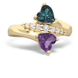 Alexandrite Heart To Heart 14K Yellow Gold ring R2064