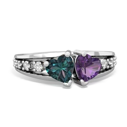 Alexandrite Heart To Heart 14K White Gold ring R3342