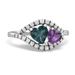 Alexandrite Mother And Child 14K White Gold ring R3010