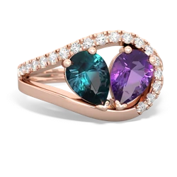 Alexandrite Nestled Heart Keepsake 14K Rose Gold ring R5650