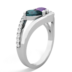 Alexandrite Nestled Heart Keepsake 14K White Gold ring R5650