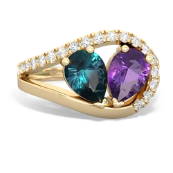 Alexandrite Nestled Heart Keepsake 14K Yellow Gold ring R5650