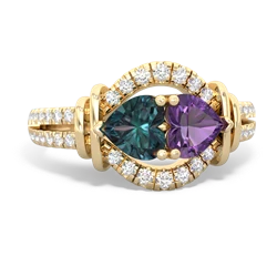 Alexandrite Art-Deco Keepsake 14K Yellow Gold ring R5630