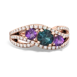 Alexandrite Three Stone Aurora 14K Rose Gold ring R3080