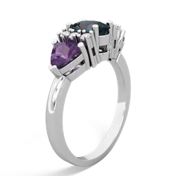 Alexandrite Antique Style Three Stone 14K White Gold ring R2186