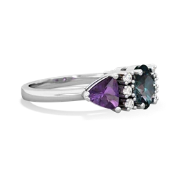 Alexandrite Antique Style Three Stone 14K White Gold ring R2186