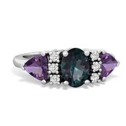 Alexandrite Antique Style Three Stone 14K White Gold ring R2186