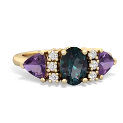 Alexandrite Antique Style Three Stone 14K Yellow Gold ring R2186