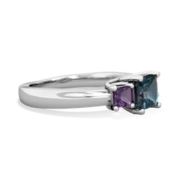 Alexandrite Three Stone Trellis 14K White Gold ring R4015