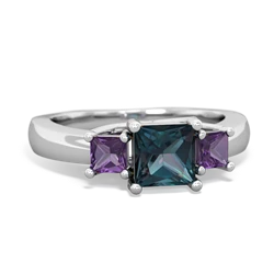 Alexandrite Three Stone Trellis 14K White Gold ring R4015