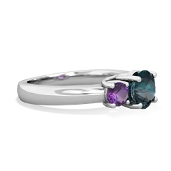 Alexandrite Three Stone Round Trellis 14K White Gold ring R4018