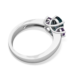 Alexandrite Three Stone Oval Trellis 14K White Gold ring R4024