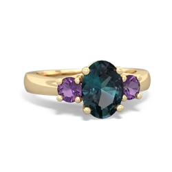 Alexandrite Three Stone Oval Trellis 14K Yellow Gold ring R4024