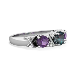 Alexandrite Hugs And Kisses 14K White Gold ring R5016