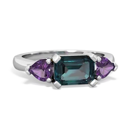 Alexandrite Three Stone 14K White Gold ring R5235