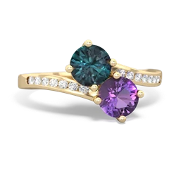 Alexandrite Channel Set Two Stone 14K Yellow Gold ring R5303