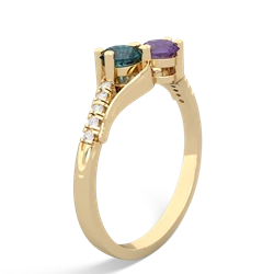 Alexandrite Infinity Pave Two Stone 14K Yellow Gold ring R5285