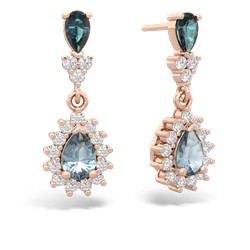 Alexandrite Halo Pear Dangle 14K Rose Gold earrings E1882