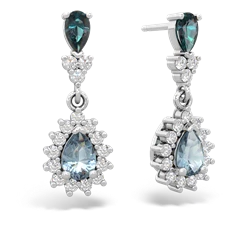 Alexandrite Halo Pear Dangle 14K White Gold earrings E1882