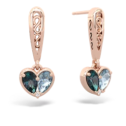 Alexandrite Filligree Heart 14K Rose Gold earrings E5070