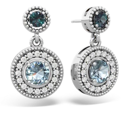 Alexandrite Halo Dangle 14K White Gold earrings E5319