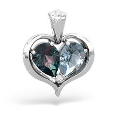 Alexandrite Two Become One 14K White Gold pendant P5330