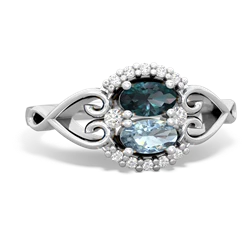 Alexandrite Love Nest 14K White Gold ring R5860