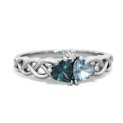 Alexandrite Heart To Heart Braid 14K White Gold ring R5870