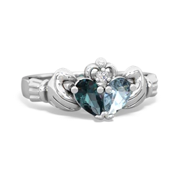 Alexandrite 'Our Heart' Claddagh 14K White Gold ring R2388