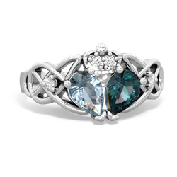 Alexandrite 'One Heart' Celtic Knot Claddagh 14K White Gold ring R5322