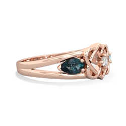 Alexandrite Hearts Intertwined 14K Rose Gold ring R5880