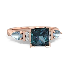 Alexandrite 6Mm Princess Eternal Embrace Engagement 14K Rose Gold ring C2002