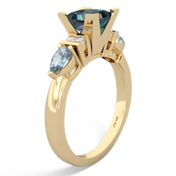 Alexandrite 6Mm Princess Eternal Embrace Engagement 14K Yellow Gold ring C2002