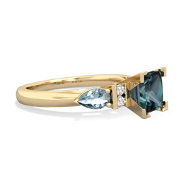 Alexandrite 6Mm Princess Eternal Embrace Engagement 14K Yellow Gold ring C2002