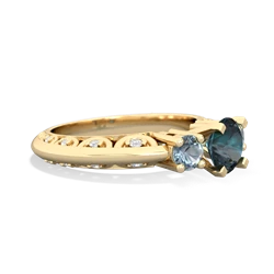 Alexandrite Art Deco Eternal Embrace Engagement 14K Yellow Gold ring C2003