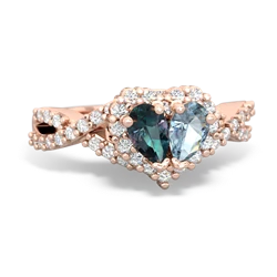 Alexandrite Diamond Twist 'One Heart' 14K Rose Gold ring R2640HRT