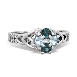 Alexandrite Celtic Knot Cluster Engagement 14K White Gold ring R26443RD