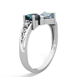 Alexandrite Snuggling Hearts 14K White Gold ring R2178