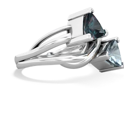 Alexandrite Split Band Swirl 14K White Gold ring R2341