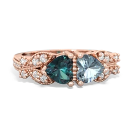 Alexandrite Diamond Butterflies 14K Rose Gold ring R5601