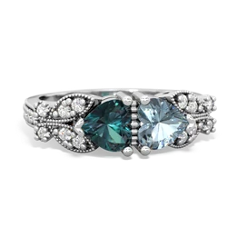 Alexandrite Diamond Butterflies 14K White Gold ring R5601