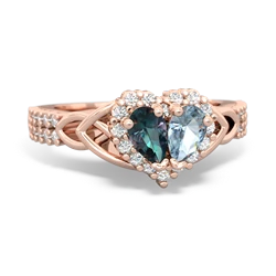 Alexandrite Celtic Knot Two Hearts As One 14K Rose Gold ring R2644HRT