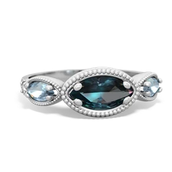 Alexandrite Milgrain Marquise 14K White Gold ring R5700