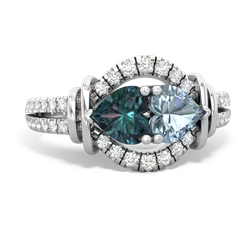 Alexandrite Art-Deco Keepsake 14K White Gold ring R5630