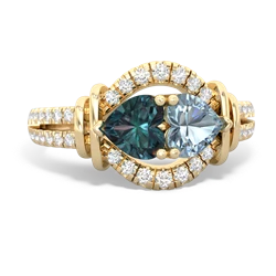 Alexandrite Art-Deco Keepsake 14K Yellow Gold ring R5630