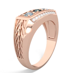 Alexandrite Three Stone Tire Tread Men's 14K Rose Gold ring R0520