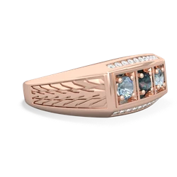 Alexandrite Three Stone Tire Tread Men's 14K Rose Gold ring R0520