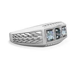 Alexandrite Three Stone Tire Tread Men's 14K White Gold ring R0520