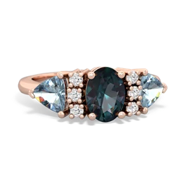 Alexandrite Antique Style Three Stone 14K Rose Gold ring R2186