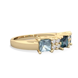 Alexandrite Three Stone Diamond Cluster 14K Yellow Gold ring R2592